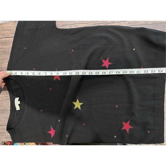 Hobbs London Black Boat Neck Embroidered Multicolor Star Sweater Size M Cosmic - Picture 11 of 11